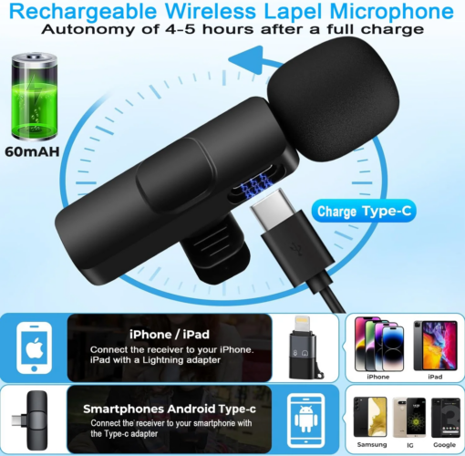 Wireless Lavalier Microphone for Iphone/Android/Ipad/Laptop - Image 3