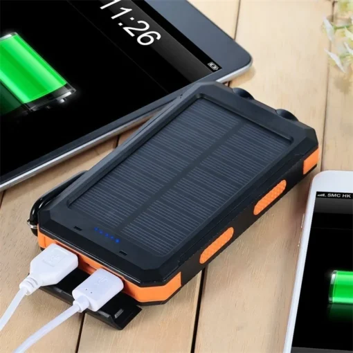 10000mah/20000mAh S11 with solar panel portable Powerbank dual USB Cell phone Charger External Battery Power Bank with light - Image 5